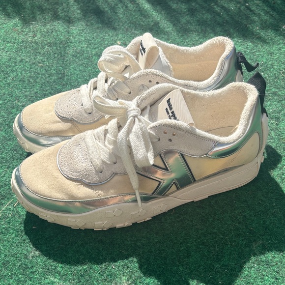 kate spade Shoes - kate spade Cream White Lace-Up Sneakers with Logo Tongue